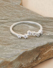 Recycled Sterling Silver Sparkly Constellation Pisces Ring, White (ST CRYSTAL), large