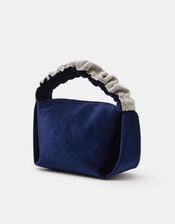 Diamanté Ruched Strap Velvet Handbag, , large