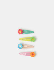 4-Pack Girls Mini Flower Hair Clips, , large