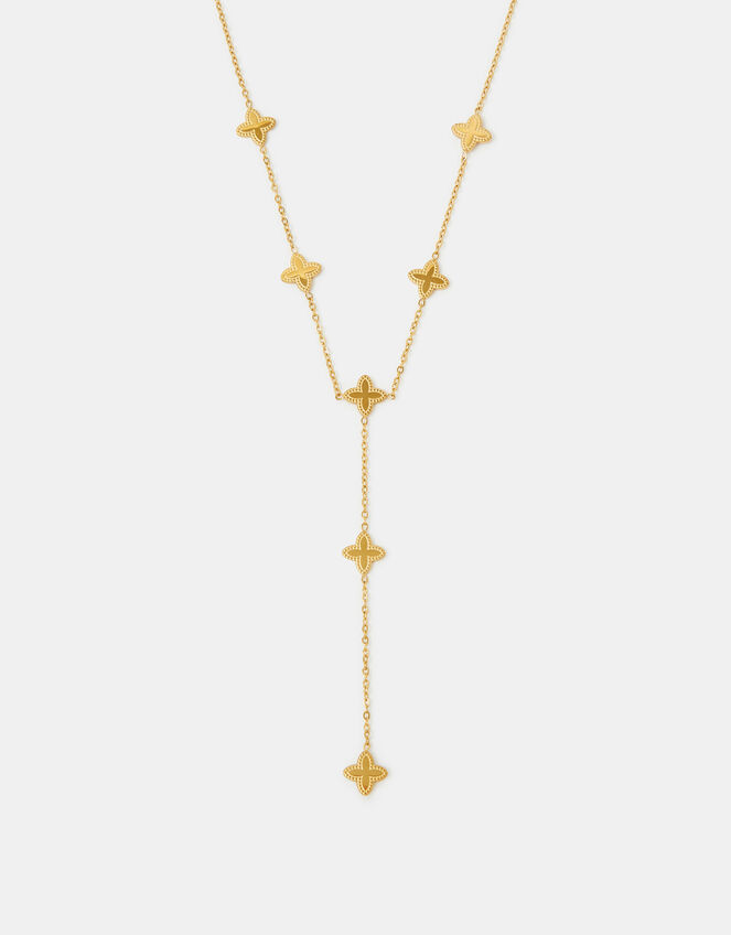 Stainless Steel Clover Lariat Necklace, , large