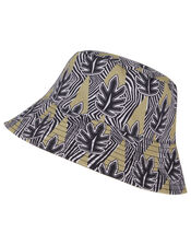 Palm Print Reversible Bucket Hat in Pure Cotton, , large