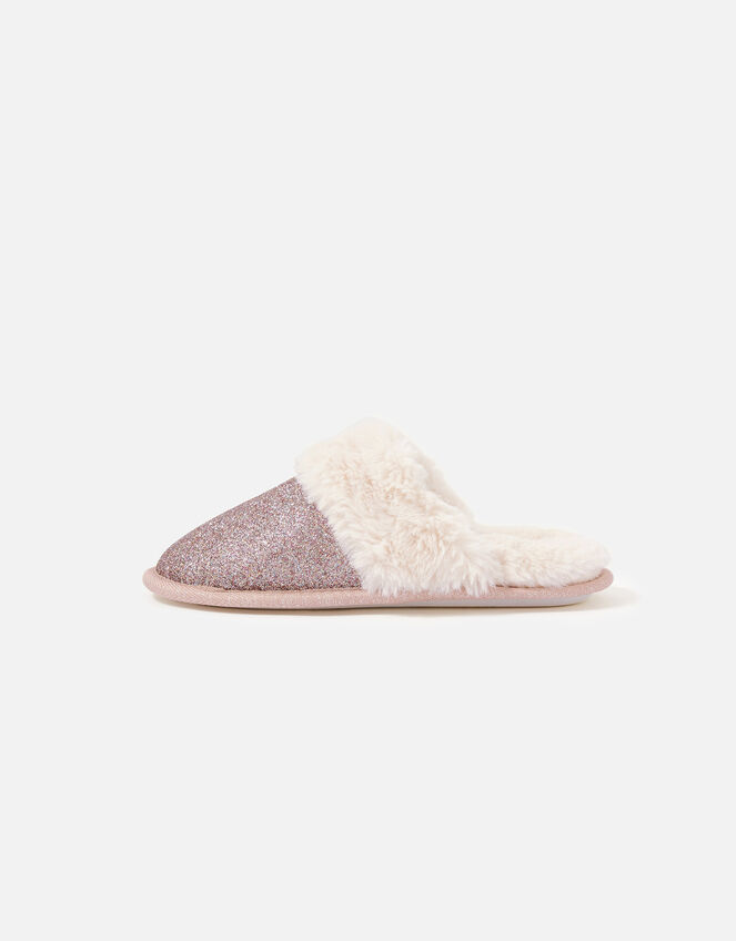 Glitter Fluffy Mule Slippers, Purple (PURPLE), large