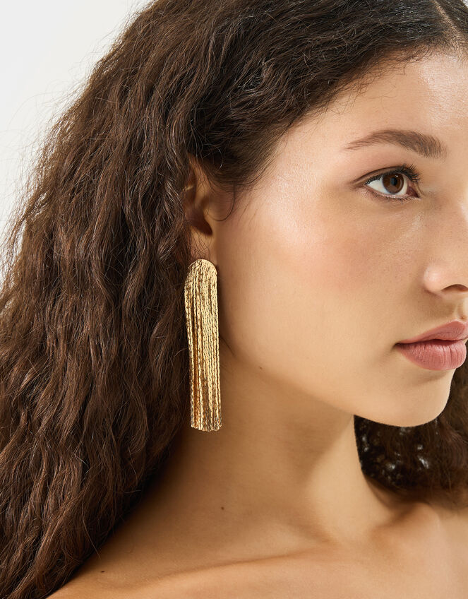Snake Chain Fringe Drop Earrings, , large