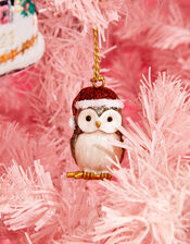 Enamel Santa Owl Hanging Decoration, , large