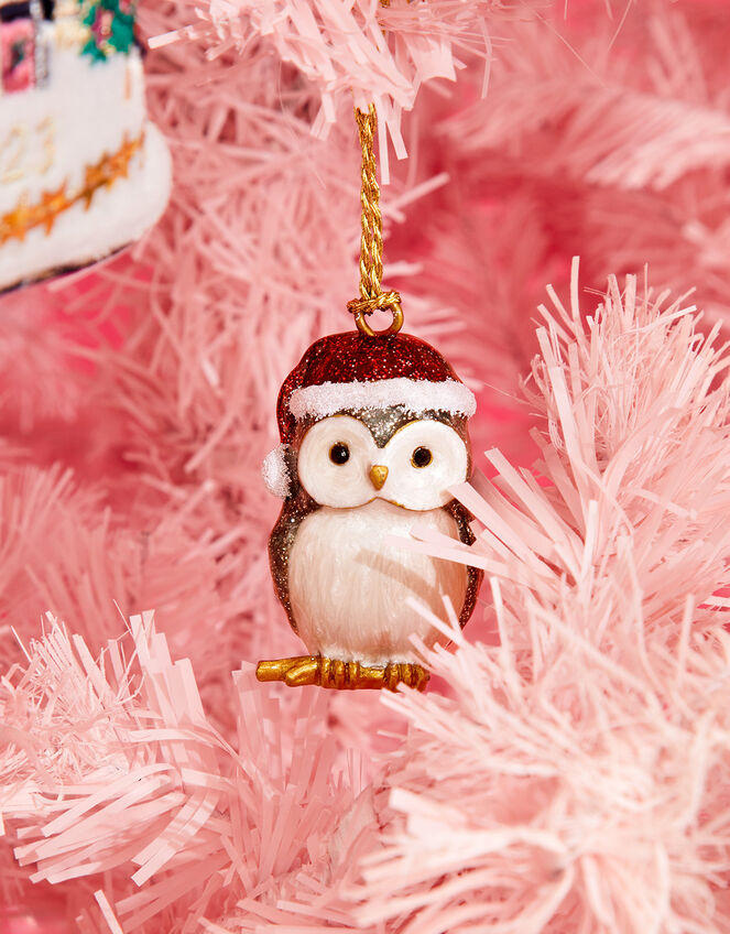Enamel Santa Owl Hanging Decoration, , large