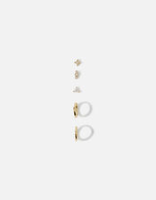Gold-Plated Curated Stud and Hoop Earring Set, , large