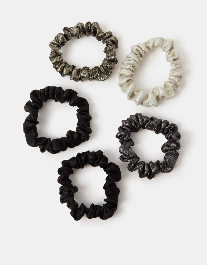 5-Pack Skinny Metallic Hair Scrunchies, , large