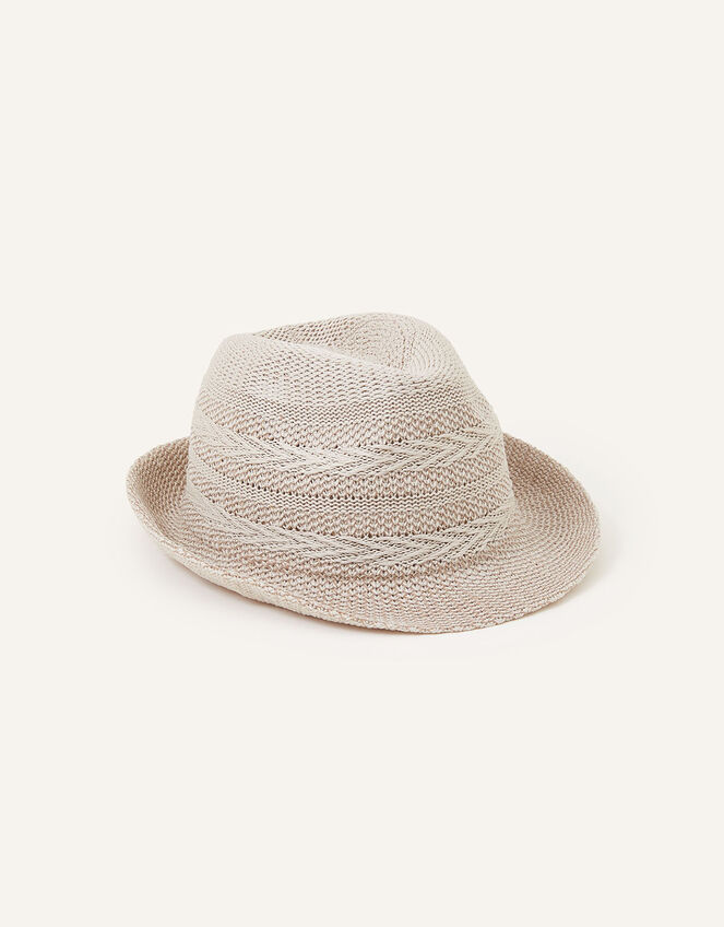Chevron Packable Fedora, Natural (NATURAL), large