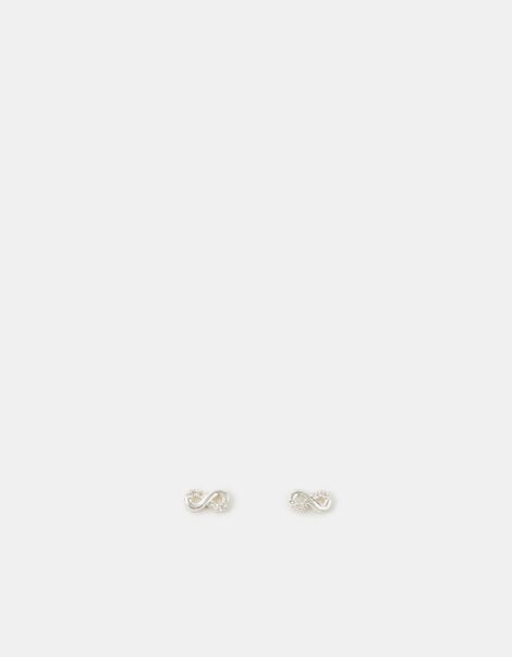 Sterling Silver Infinity Stud Earrings, , large