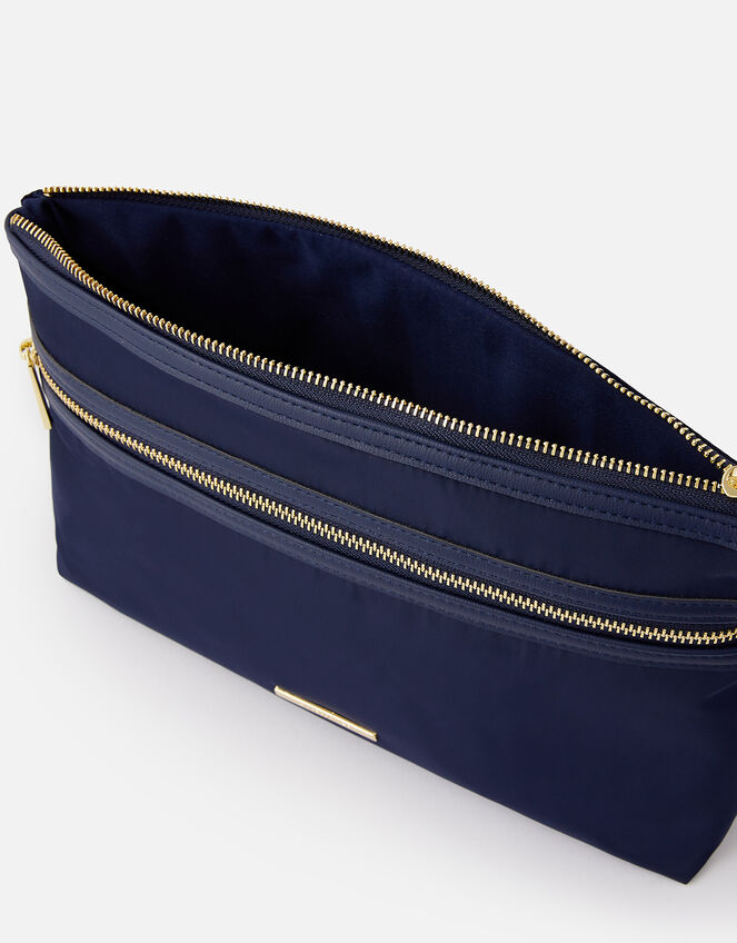 Zahra Zip Makeup Bag, Blue (NAVY), large