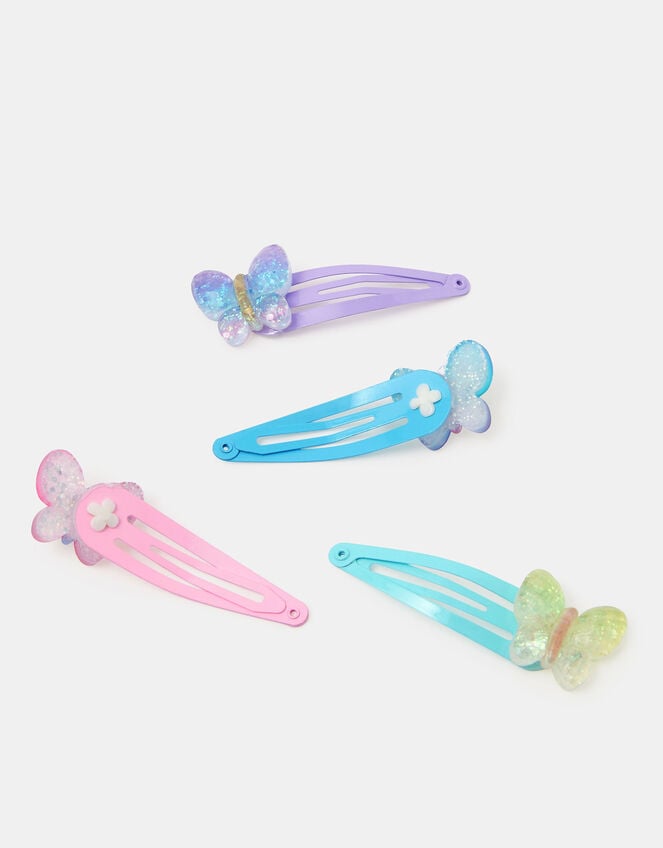 4-Pack Girls Sparkle Butterfly Hair Clips, , large