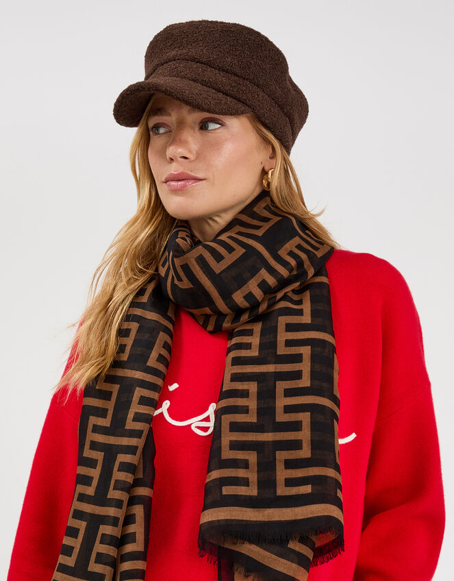 Geometric Print Lightweight Scarf, , large