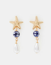 Starfish Pearl Drop Earrings, , large