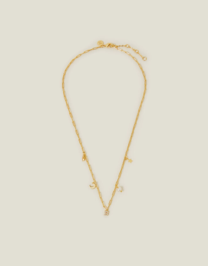 14ct Gold-Plated Initial Charm Necklace, Gold (GOLD), large