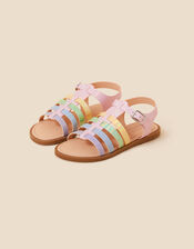 Kids Pastel Strap Gladiator Sandals, Multi (PASTEL-MULTI), large