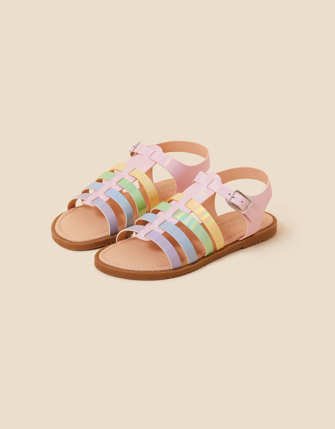 Kids Pastel Strap Gladiator Sandals, Multi (PASTEL-MULTI), large