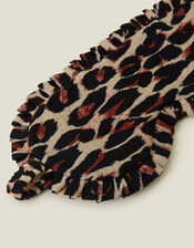 Frilly Leopard Print Eye Mask, , large