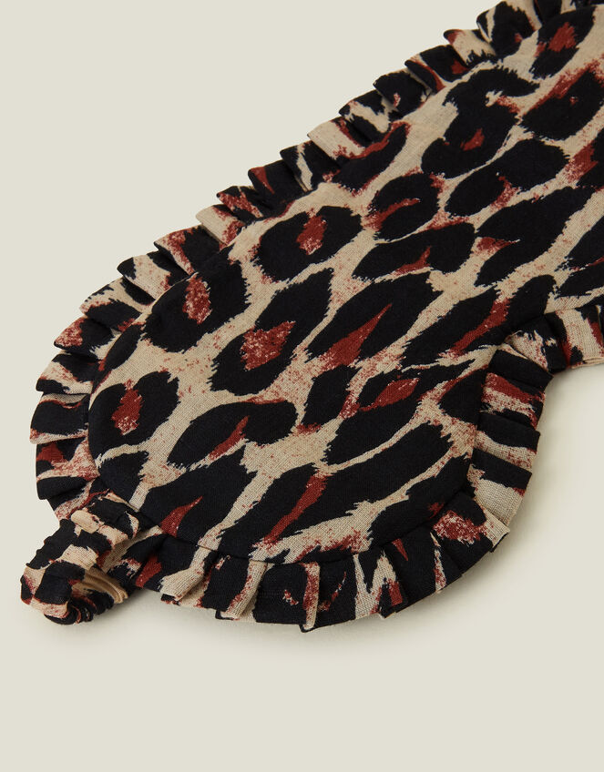 Frilly Leopard Print Eye Mask, , large
