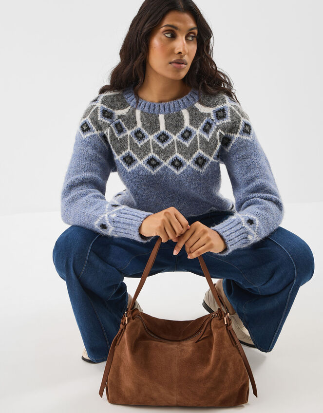 Double Strap Suede Shoulder Bag, , large