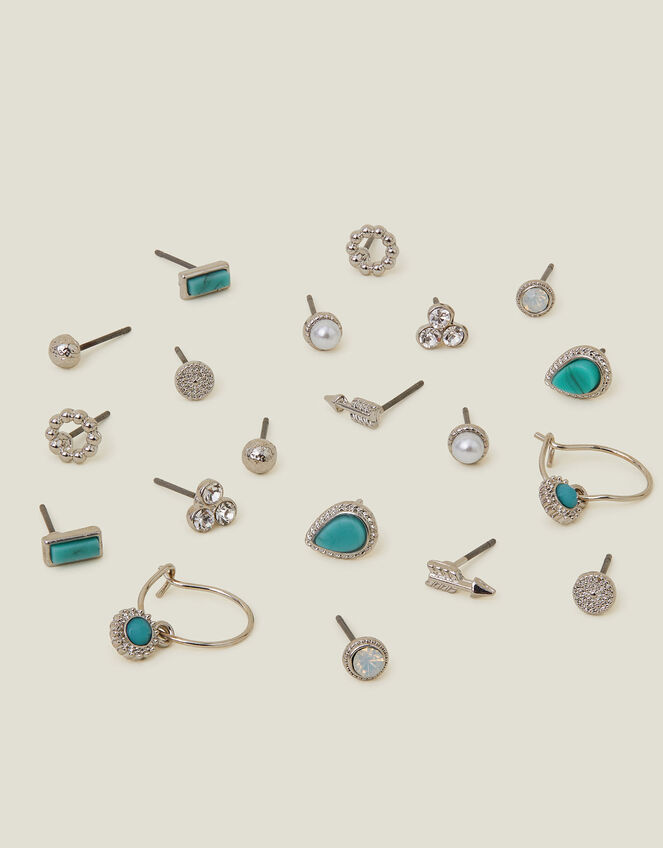 10-Pack Crystal Stud and Hoop Earrings, , large