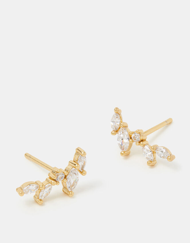 14ct Gold-Plated Mini Climber Stud Earrings, , large