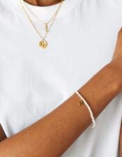 Pearl Initial Stretch Bracelet , Cream (PEARL), large