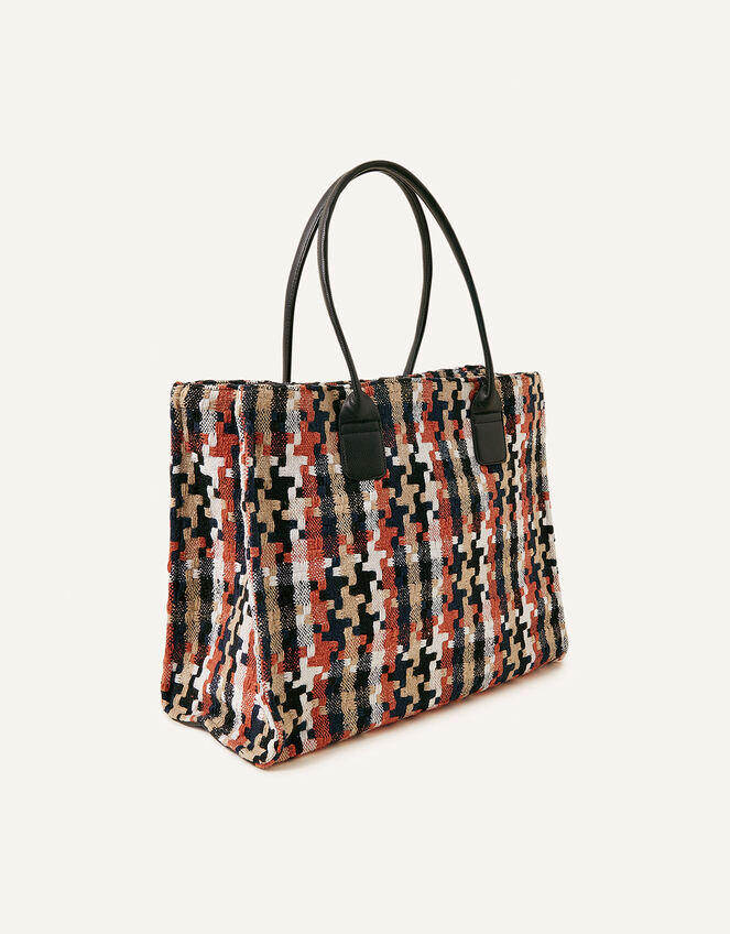 Dogtooth Textile Shopper Bag, , large