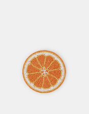 Round Orange Beaded Coaster, , large