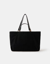 Multi Strap Suede Tote Bag, Black (BLACK), large