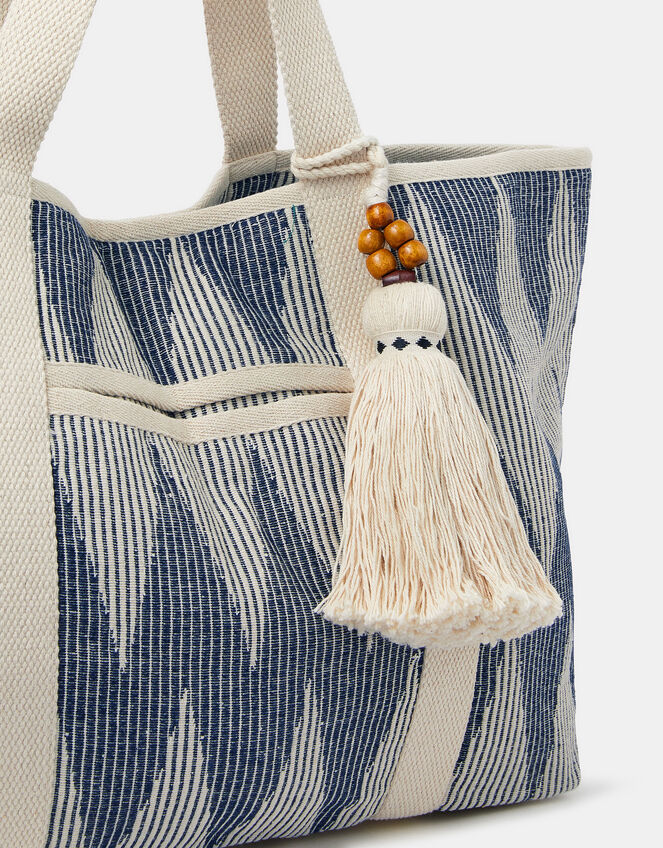 Chevron Canvas Beach Bag, , large