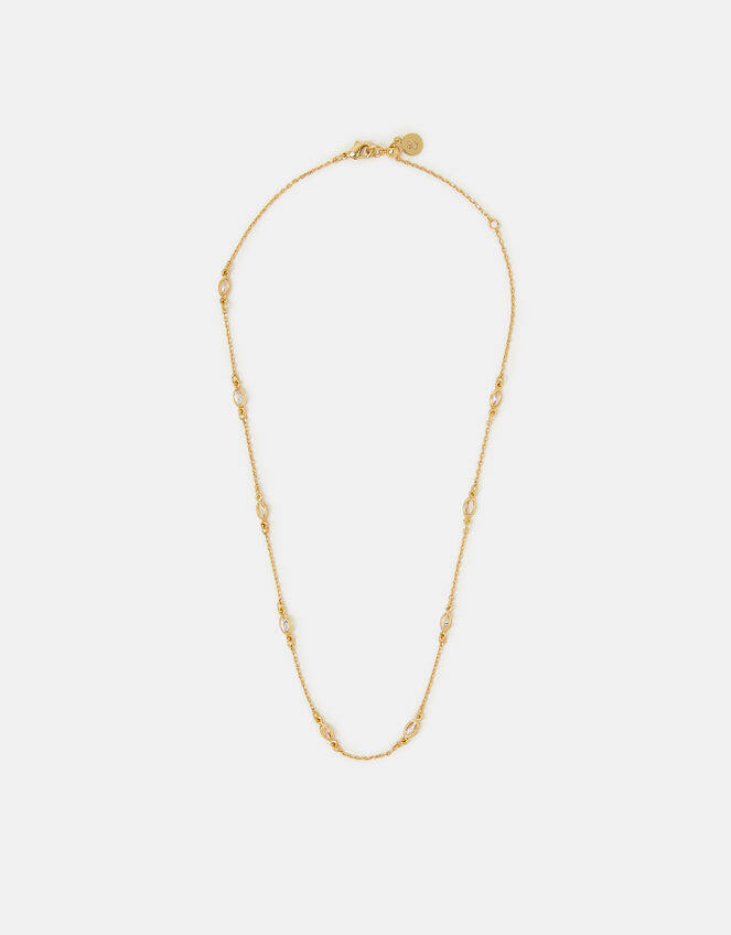 14ct Gold-Plated Cubic Zirconia Collar Necklace, , large