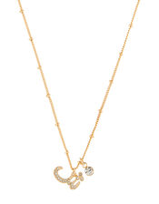 Gold-Plated Arabic Initial Pendant Necklace - H, , large