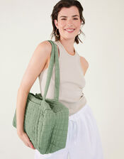 Seersucker Weekend Bag, Green (GREEN), large