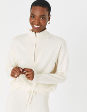 Quarter Pearl Zip Jumper , Cream (CREAM), large