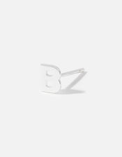 Sterling Silver Single Initial Stud Earring, Silver (ST SILVER), large