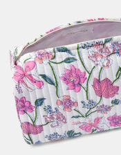 Large Floral Print Quilted Make Up Bag, , large