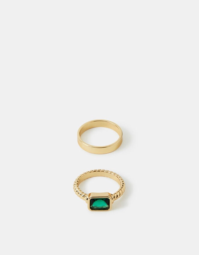 2-Pack Gemstone Rings, Gold (GOLD), large