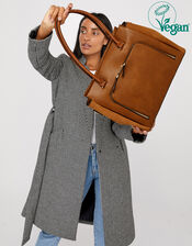 Morgan Vegan Work Tote Bag, Tan (TAN), large