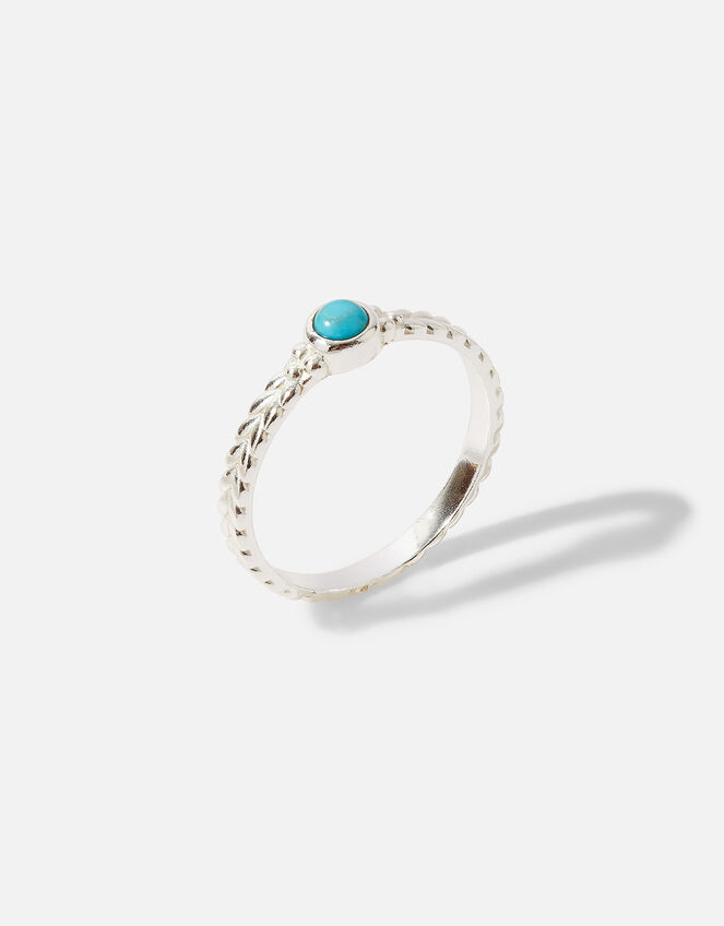 Sterling Silver Band Ring , Blue (TURQUOISE), large