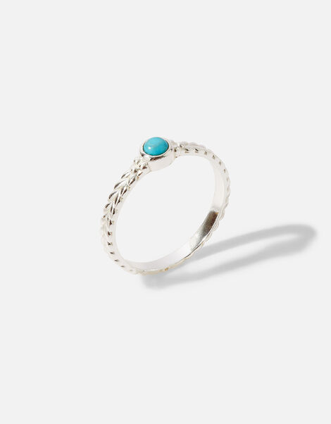 Sterling Silver Band Ring  Blue, Blue (TURQUOISE), large