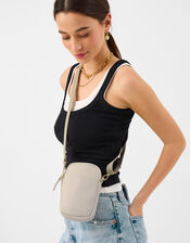 Double Pouch Phone Bag, Cream (CREAM), large