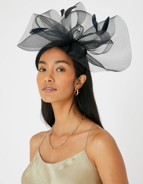 Rhea Oversized Bow Fascinator Headband Black The Party Edit Accessorize UK