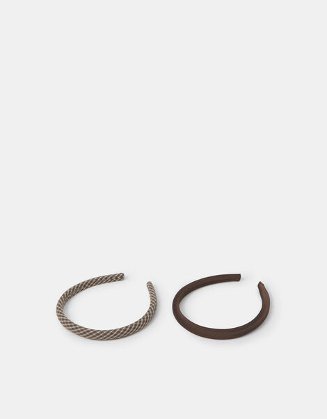 2-Pack Check Satin Headbands, , large