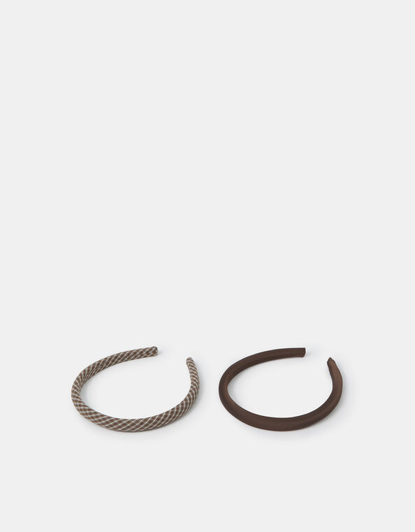 2-Pack Check Satin Headbands, , large