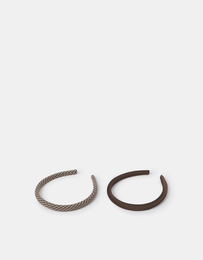 2-Pack Check Satin Headbands, , large