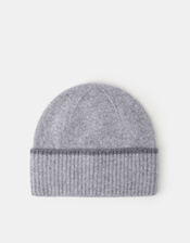 Wool & Cashmere Blend Beanie Hat, Grey (GREY), large