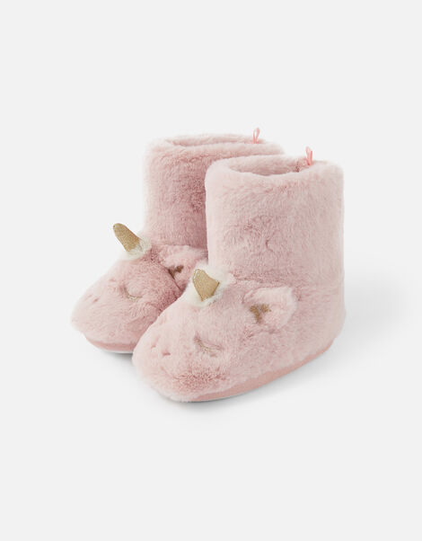 Girls Unicorn Fluffy Slipper Boots Multi, Multi (PASTEL-MULTI), large