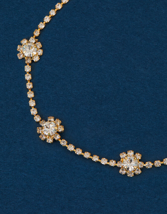 14ct Gold-Plated Diamante Daisy Chain Bracelet, , large