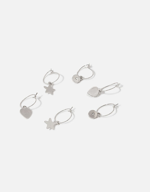Star Hoop Earrings Set of Three, , large