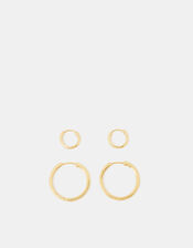 2-Pack 14ct Gold-Plated Hoop Earrings, , large